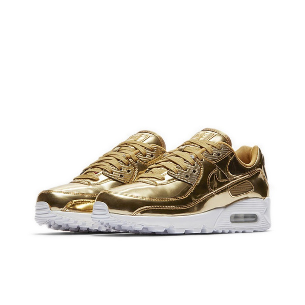 Nike Air Max 90 Low Топ Повседневные Беговые Кроссовки Женские Жидкое Золото