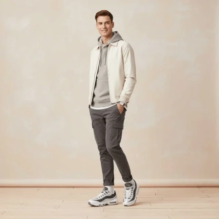 Nike Air Max 95 Амортизация Устойчивость к истиранию Покрытие Поддержка Низкие Кроссовки для бега Женские Белый Серый