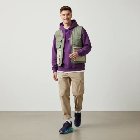 Nike Air Max 720 Амортизация Низкий Топ Спортивная Повседневная Обувь Мужская Фиолетово-Зеленая