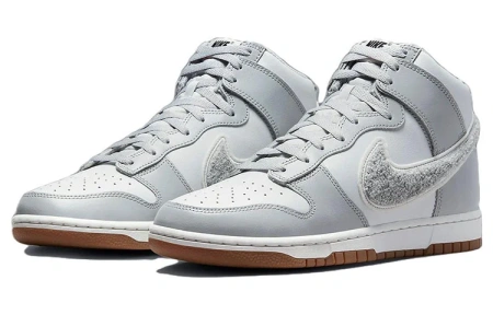Nike Dunk High Университетский 'Шенилл Swoosh' Высокие Кроссовки для скейтбординга Мужские Серый Белый