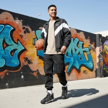 Nike Air More Uptempo MID Топ Винтажные Баскетбольные Кроссовки Мужские Черно-Белые