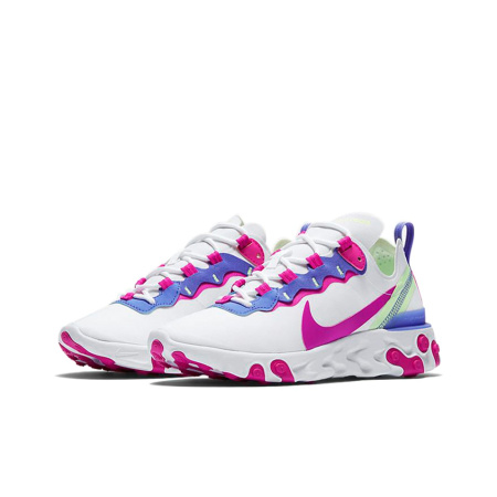 Nike React Element 55 Ткань Anti-Slip Легкий Низкий Топ Повседневные Беговые Кроссовки Женские Белый Розовый
