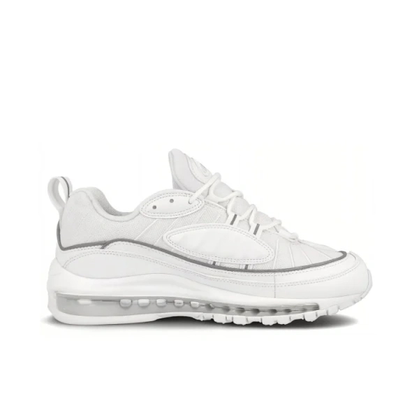 Nike Air Max 98 Ткань Низкие Беговые Кроссовки Женские Чисто Белые