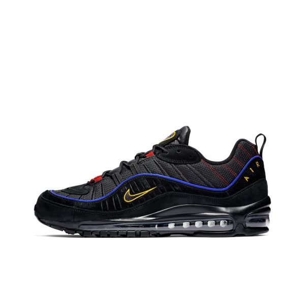 Nike Air Max 98 Low Топ Амортизирующие кроссовки для марафона Мужские Черный Синий Красный
