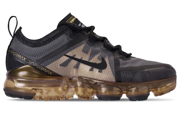 Nike VaporMax 2019 Комфортные Легкие Низкие Беговые Кроссовки Унисекс Черные Золотые
