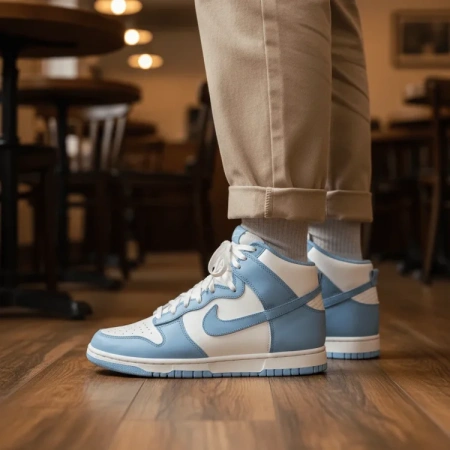 Nike Dunk High 'Алюминия' Классические Высокие Кроссовки для Скейтбординга Женские Небесно-голубой