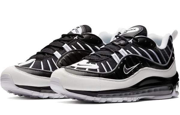 Nike Air Max 98 Low Топ Амортизирующие Повседневные Беговые Кроссовки Унисекс Черный Белый