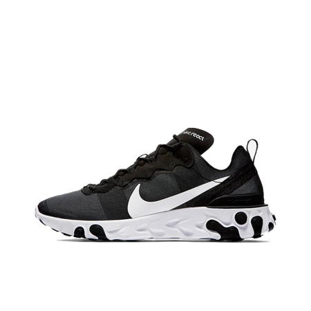 Nike React Element 55 Амортизация Низкий Топ Повседневные Беговые Кроссовки Унисекс Черный Белый