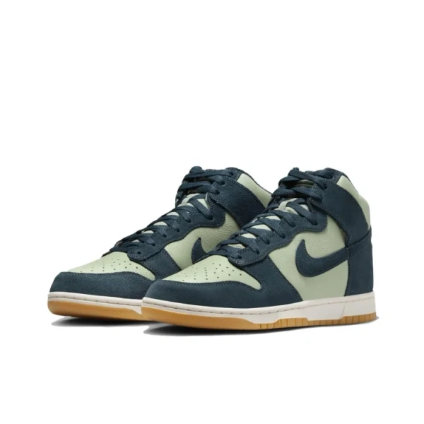 Nike Dunk High противоскользящие устойчивые к истиранию высокие скейтбординговые кроссовки унисекс синий зеленый