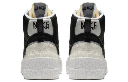 Sacai X Nike Blazer Mid Скейтборд Кроссовки Унисекс Черный Белый