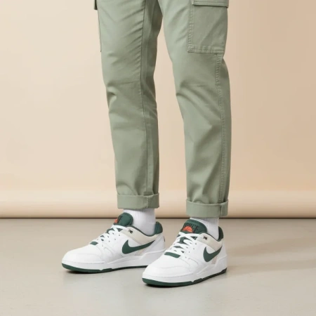 Nike Full Force Low Топ Скейтборд Кроссовки Мужские Белые Зеленые Бежевые Замша