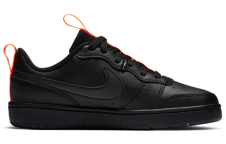Nike Court Borough Low 2 SE Синтетическая кожа Амортизация Низкий верх Детские Скейтбординг Черный Оранжевый