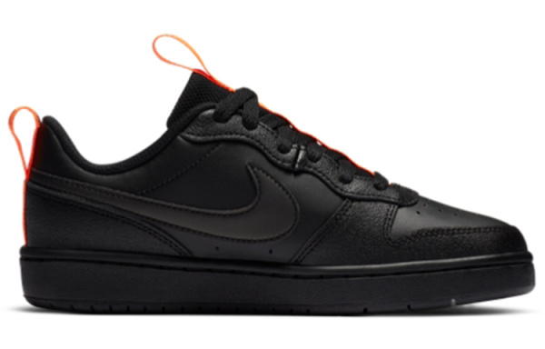 Nike Court Borough Low 2 SE Синтетическая кожа Амортизация Низкий верх Детские Скейтбординг Черный Оранжевый