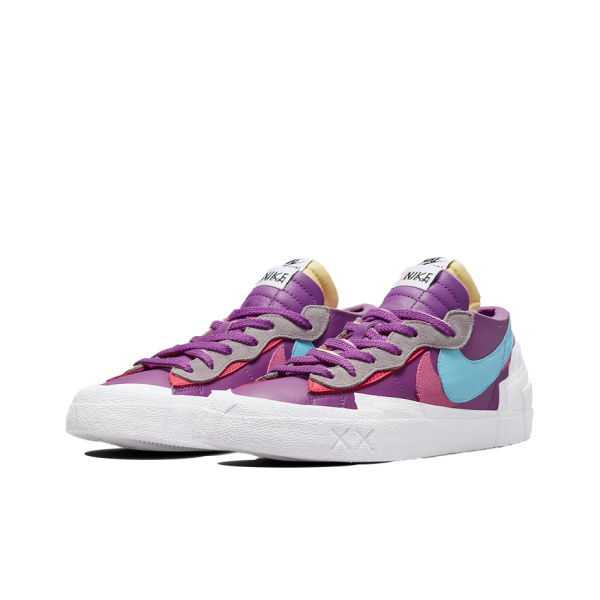 KAWS X Sacai X Nike Blazer Фиолетовый Dusk Low Топ Скейтборд Кроссовки Унисекс Фиолетовый