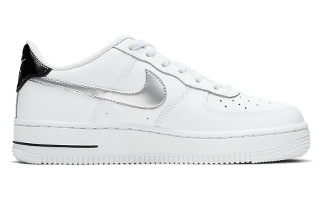 Nike Air Force 1 Кожа Низкие Кеды Детские Скейтбординг Белый Серебряный Подростки