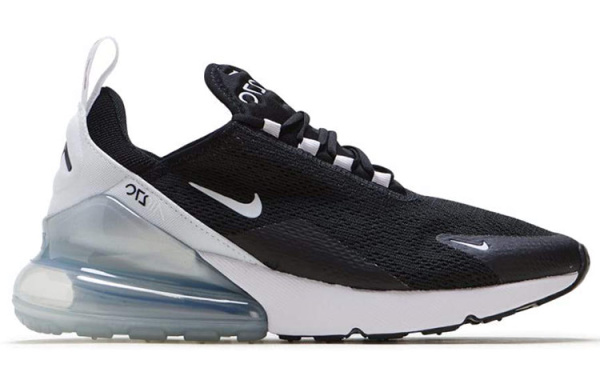 Nike Air Max 270 Текстиль Синтетическая кожа Низкий верх Повседневные беговые кроссовки Женские Черный Белый