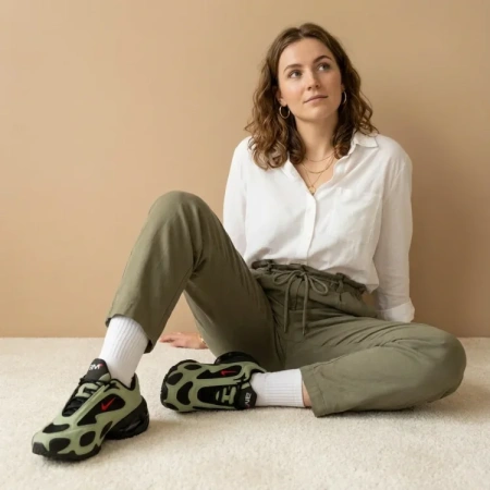 Nike Air Max Muse Abrasion Resistant Низкие Повседневные Кроссовки Женские Зеленые Черные
