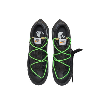 OFF Белый X Nike Blazer 77 'Черный и Электро-Зеленый' Низкие Кроссовки для скейтбординга Унисекс Черный Зеленый