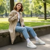 Nike Air Force 1 Slip-Resistant Abrasion-Resistant Low-Top Скейтборд Кроссовки Женские Айвори