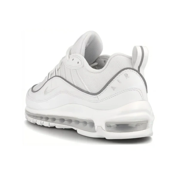 Nike Air Max 98 Ткань Низкие Беговые Кроссовки Женские Чисто Белые
