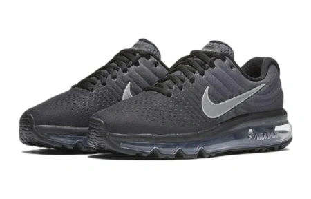 Nike Air Max 2017 Амортизация Износостойкий Низкий Топ Детские Беговые Кроссовки Черный Серый Подростки