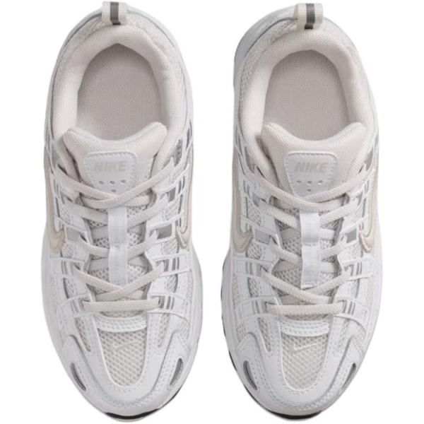 Nike P 6000 Натуральная кожа Дышащий Низкий Топ Беговые кроссовки Серебристо-белый Детский
