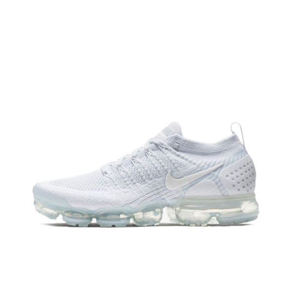 Nike VaporMax Flyknit 2 Комфортная ткань Низкий топ Воздушная подушка Повседневные беговые кроссовки Мужские Чисто белый