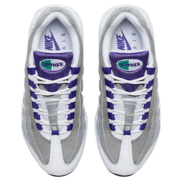 Nike Air Max 95 Устойчивые к истиранию Низкие Повседневные Беговые Кроссовки Женские Белые Фиолетовые