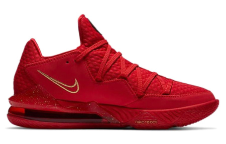Nike Lebron 17 Амортизация Противоскользящие Низкие Баскетбольные Кроссовки Мужские Золото Красный Азиатская Версия