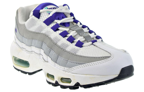 Nike Air Max 95 Текстиль Кожа Низкий Верх Спортивная Повседневная Обувь Женская Белый Серый Фиолетовый