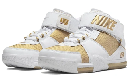Nike Lebron 2 MID Топ Баскетбольные кроссовки для игры Мужской Белый Золото