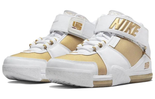 Nike Lebron 2 MID Топ Баскетбольные кроссовки для игры Мужской Белый Золото
