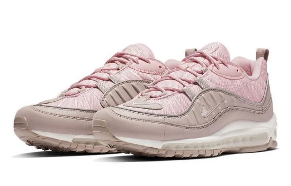 Nike Air Max 98 Винтаж Кожа Низкие Кроссовки с воздушной подушкой для бега Повседневные Мужские Вишневый цветок Розовый