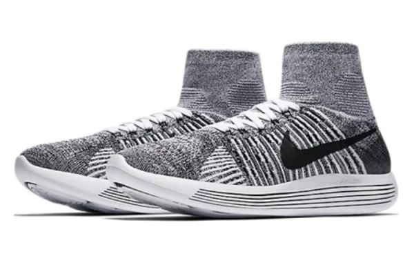 Nike LunarEpic Flyknit Slip-resistant Abrasion-resistant High-top Беговые кроссовки Мужские Серый Белый