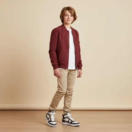 Nike Court Borough 2 Кожа Противоскользящий Устойчивый к истиранию MID Верх Детские Скейтбординг Белый Бургунди