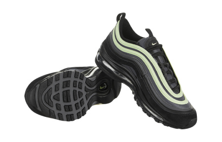 Nike Air Max 97 Текстиль Синтетическая кожа Низкие кроссовки для бега на длинные дистанции GS Черный Зеленый