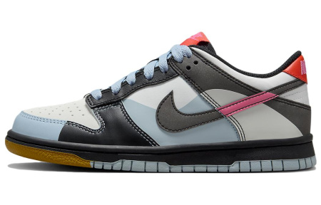 Nike Dunk Slip-Resistant Abrasion-Resistant Low-Top Винтажные Баскетбольные Кроссовки Белый Синий Черный