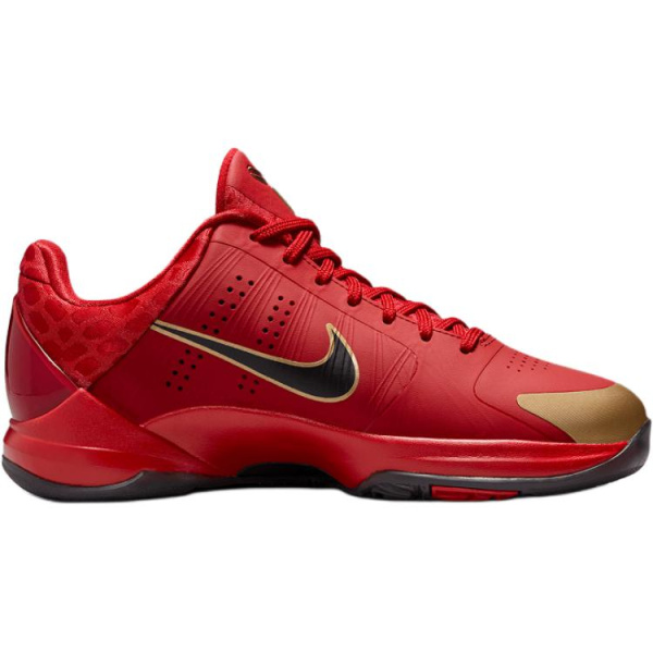 Nike Zoom Kobe 5 Противоскользящие Устойчивые к истиранию Низкие Детские Баскетбольные Кроссовки Красный Черный Унисекс
