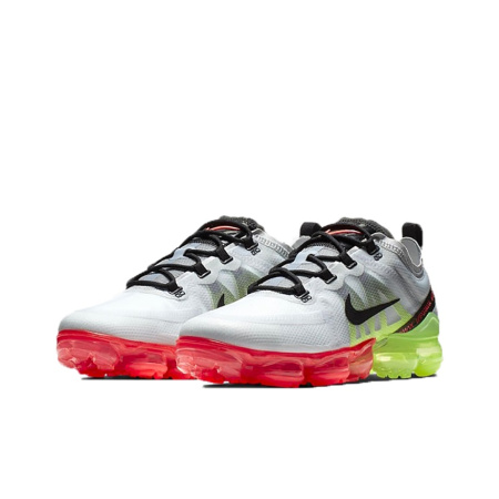 Nike VaporMax 2019 Ткань Низкий Верх Амортизирующие Повседневные Беговые Кроссовки Мужские Красный Желтый Цветовые Блоки