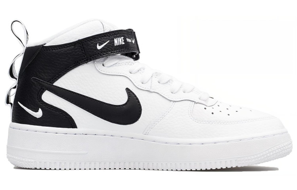 Nike Air Force 1 MID Топ Детские Скейтбординги Черный Белый Унисекс
