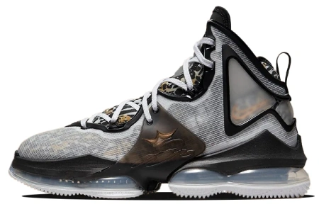Nike Lebron 19 EP 'Royalty' Леопардовый принт Высокие баскетбольные кроссовки для игры Унисекс Черный Белый Серый