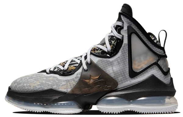 Nike Lebron 19 EP 'Royalty' Леопардовый принт Высокие баскетбольные кроссовки для игры Унисекс Черный Белый Серый