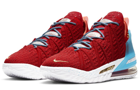 Nike Lebron 18 Low Топ Баскетбольные кроссовки для игры Унисекс Красный синий