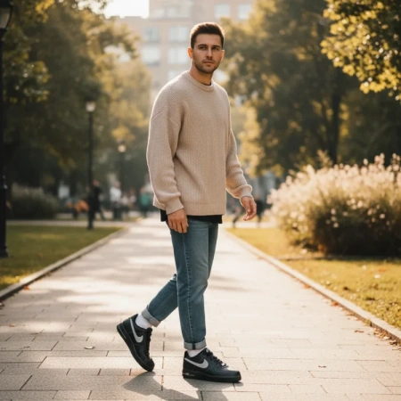 Nike Air Force 1 Low Топ Скейтборд Кроссовки Унисекс Черные