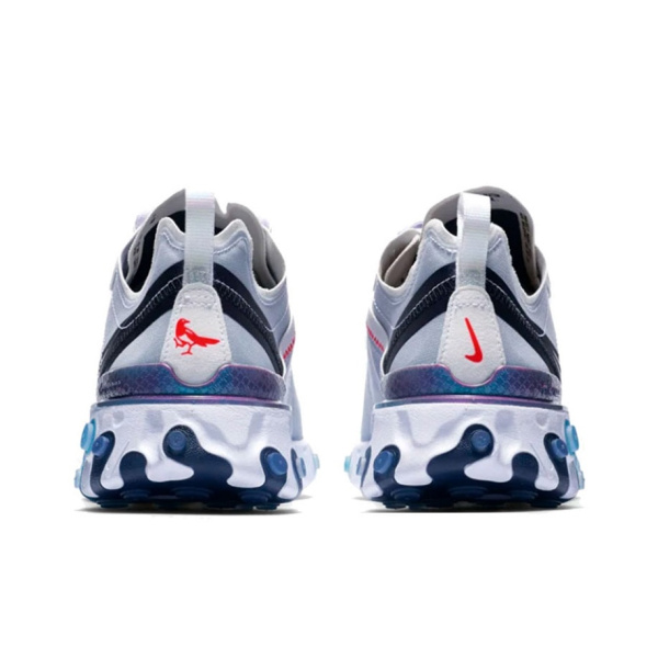 Nike React Element 55 Ткань Амортизация Баланс Низкий Верх Повседневные Беговые Кроссовки Женские Синие Серые