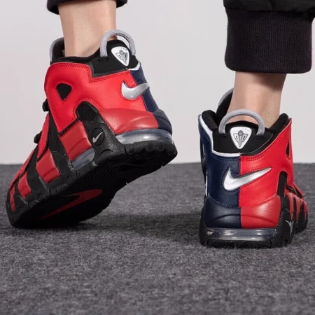 Nike Air More Uptempo Кожа MID Топ Детские Баскетбольные Кроссовки Черные