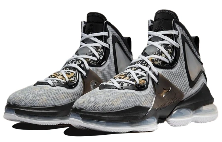 Nike Lebron 19 EP 'Royalty' Леопардовый принт Высокие баскетбольные кроссовки для игры Унисекс Черный Белый Серый