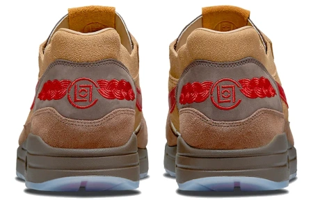 CLOT X Nike Air MAX 1 Low Топ Воздушная Подушка Повседневные Беговые Кроссовки Унисекс Коричневый Желтый
