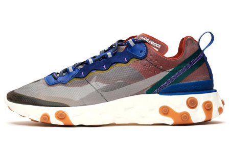 Nike React Element 87 Амортизация Противоскользящие Дышащие Низкие Повседневные Беговые Кроссовки Унисекс Синие
