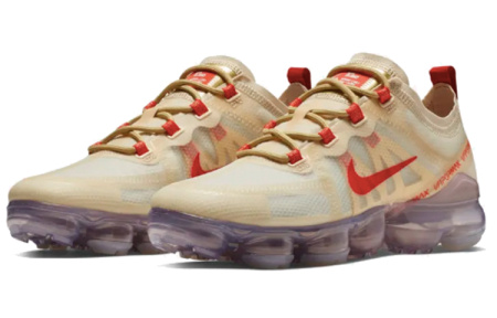 Nike VaporMax 2019 Сетка Низкий Топ Воздушная Подушка Беговые Кроссовки Женские Золото Красный